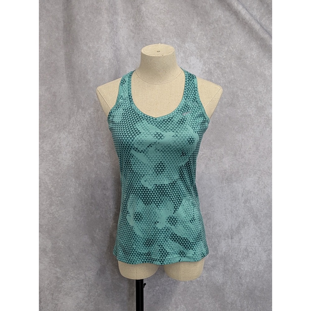 Nike Dri-FITβ Women XS Teal Geometric Triangle Print Racerback Running Tank-C273